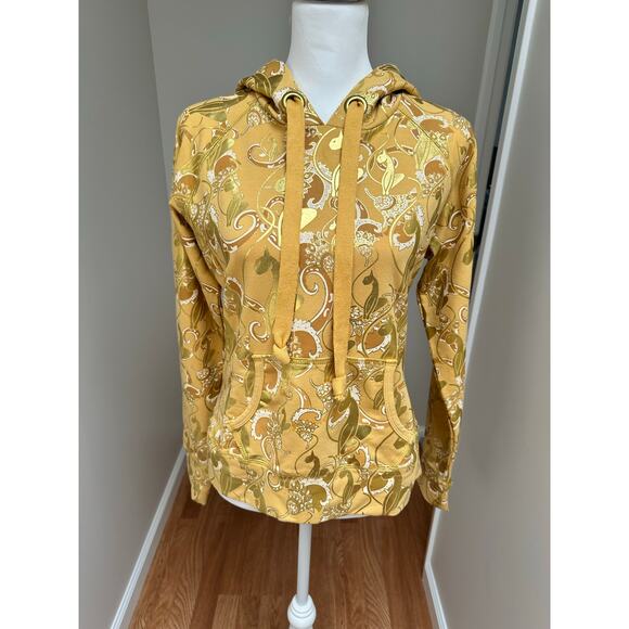 Vintage Y2K Baby Phat Signature Logo Gold Metallic Hoodie Size Small - Picture 1 of 9